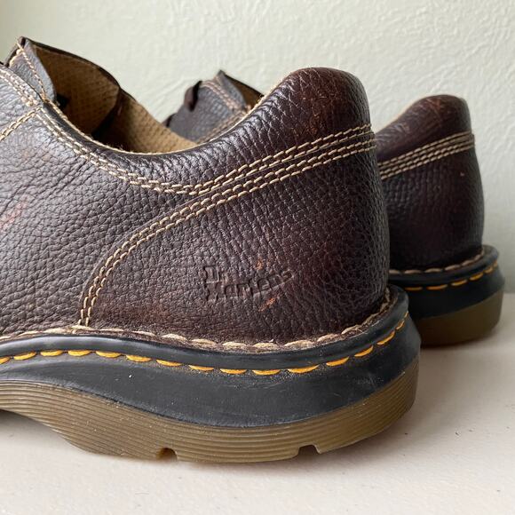 Vintage Dr. Martens Brown Pebbled Leather Split Toe Lace Up Oxfords Round Toe 13 main image 13